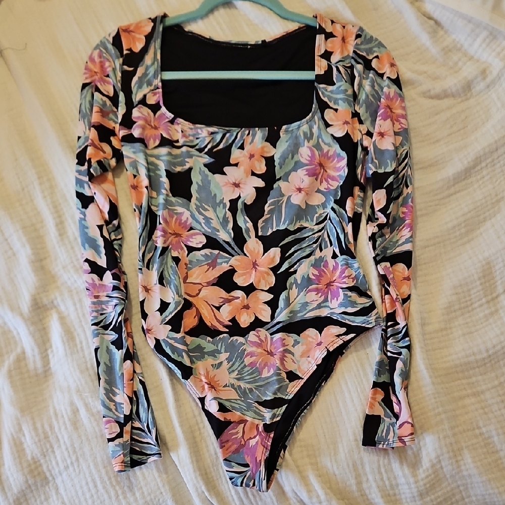 Floral Billabong Long Sleeve Swimsuit